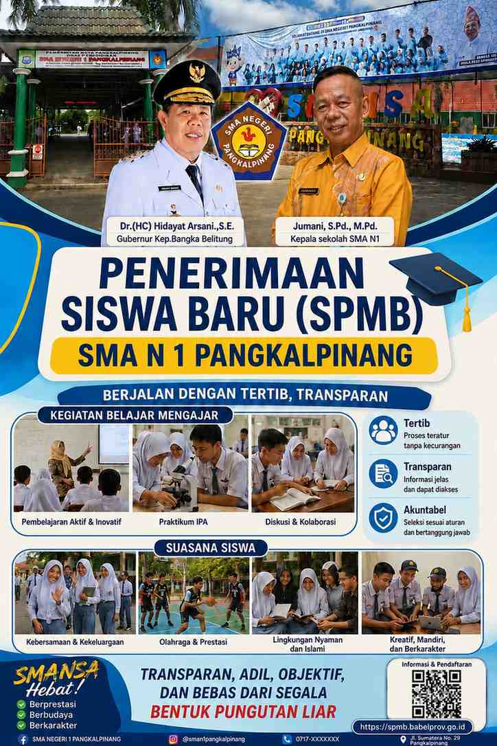 SMA Negeri 1 Pangkalpinang Terima   360 siswa dalam SPMB Tahun ajaran 2026-2027